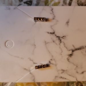 Silver and tan rhinestone bar earrings